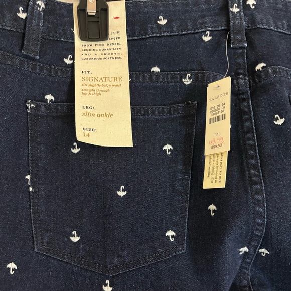 Talbots Signature Slim Ankle Women's Size 14 Umbrella Dark Wash Blue Denim Jeans - Picture 5 of 6